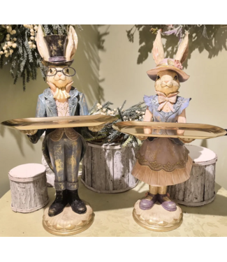 Bunny Couple & Tray - Sold Individually