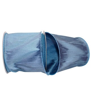 4 Inch Dupioni Supreme Wired Edge Ribbon - French Blue