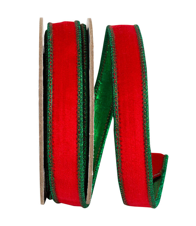 Velvet Touch Deluxe Metallic Green Dupioni Backed Wired Edge Ribbon
