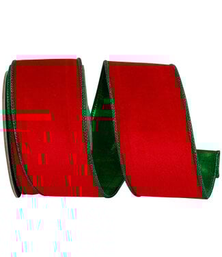 2-1/2 inch Velvet Touch Deluxe Metallic Green Dupioni Backed Wired Edge Ribbon