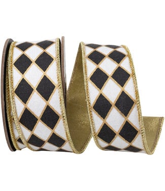 1-1/2 Inch Diamond Elite Metallic Outline Deluxe Wired Edge Ribbon