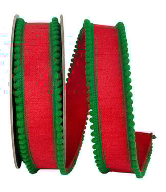 Pom Pom Mini Edge Trimming Dupioni Deluxe Wired Edge Ribbon