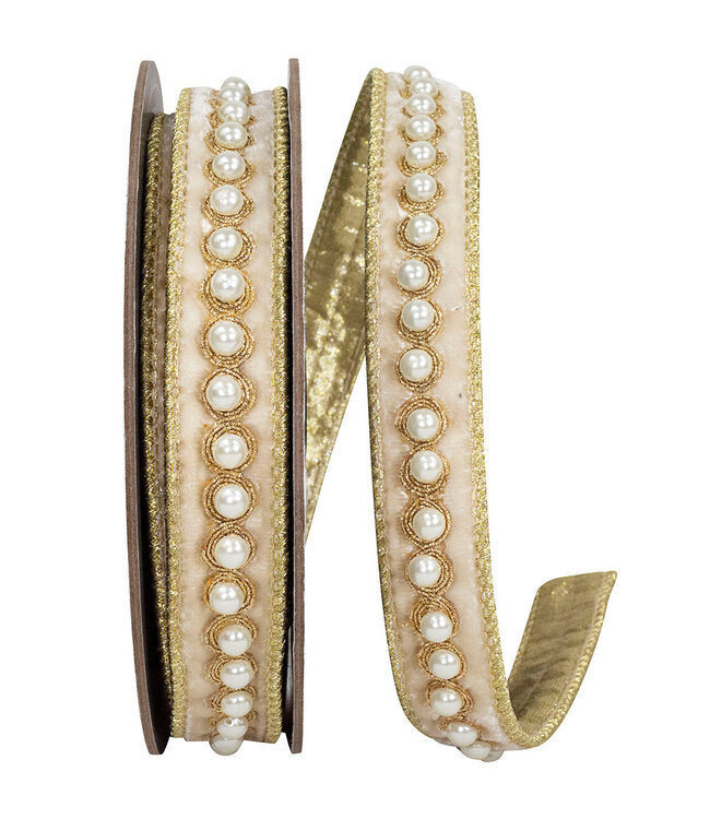 Pearl Edging Plush Velvet Deluxe Splendor Metallic Backed Wired Edge Ribbon