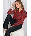 Chloe Edge Trim Ruffle Accents Plaid Blouse