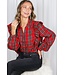 Chloe Edge Trim Ruffle Accents Plaid Blouse
