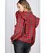 Chloe Edge Trim Ruffle Accents Plaid Blouse