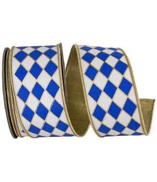 2-1/2 Inch Harlequin Solid Diamond Outline Gilded Deluxe Wired Edge Ribbon