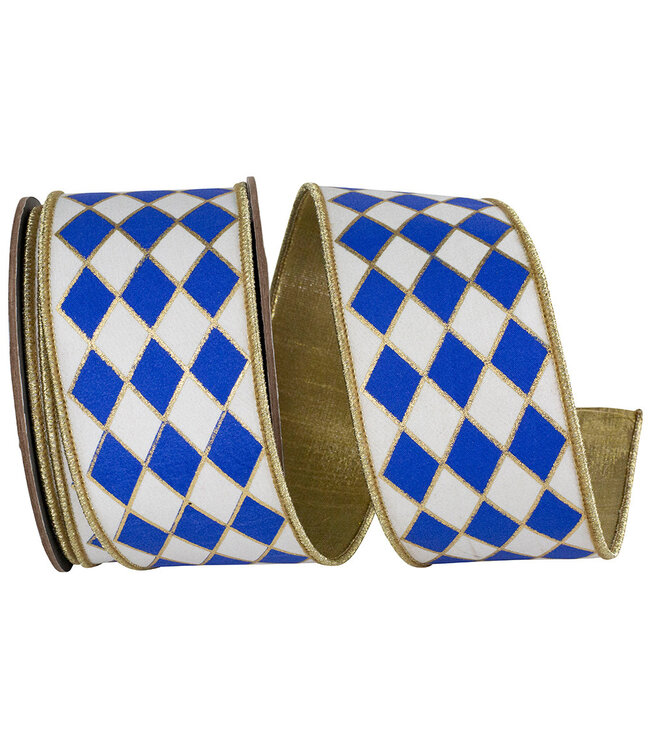 2-1/2 Inch Harlequin Solid Diamond Outline Gilded Deluxe Wired Edge Ribbon