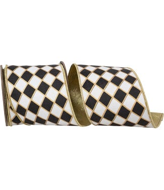 4 Inch Diamond Elite Metallic Outline Deluxe Wired Edge Ribbon