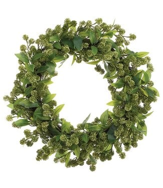 24 Inch Soft PE Sedum Wreath Cream Green
