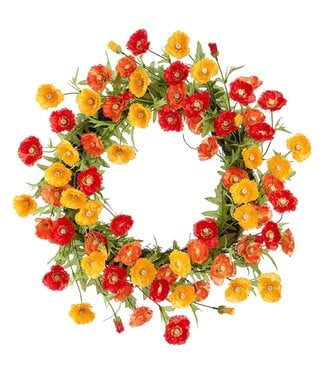 26" Poppy Wreath Mixed
