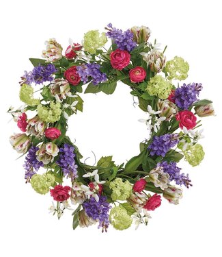 26 Inch Snowball/Lilac/Tulip Wreath Mixed