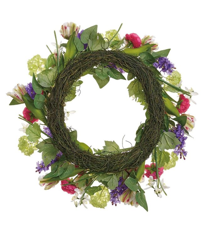 26 Inch Snowball/Lilac/Tulip Wreath Mixed