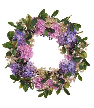 28 Inch Hydrangea/Queen Anne's Lace Wreath Mixed