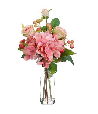 14.5" Rose/Hydrangea In Vase