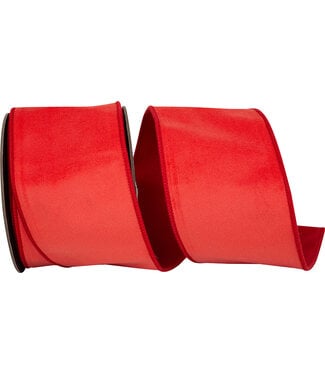 4 Inch Velvet Touch Deluxe Backed Wired Edge Ribbon - Red