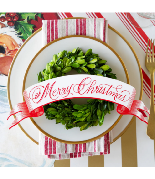 HESTER & COOK Red Merry Christmas Banner Table Accent