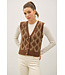 Aiza Argyle Pattern Varsity Style Sweater Vest