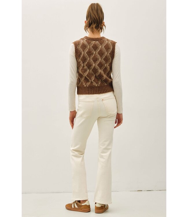 Aiza Argyle Pattern Varsity Style Sweater Vest