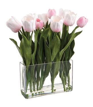 17.5 Inch Tulip in Glass Vase
