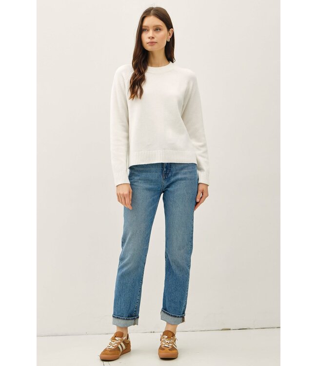 Bella Wool Blend Classic Crewneck Sweater Top