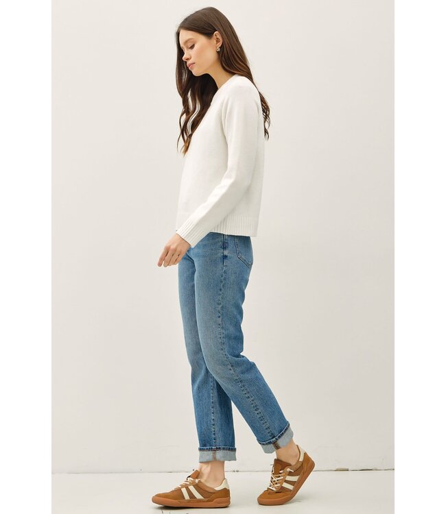 Bella Wool Blend Classic Crewneck Sweater Top