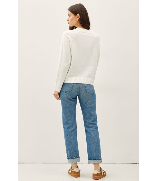 Bella Wool Blend Classic Crewneck Sweater Top