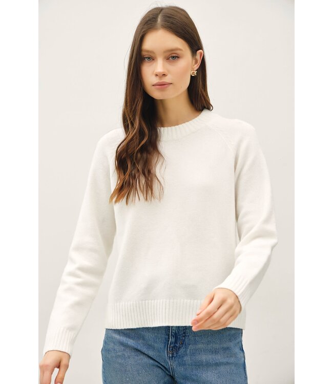 Bella Wool Blend Classic Crewneck Sweater Top