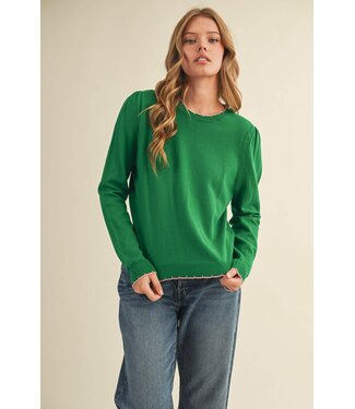 Ella Contrast Knit Scalloped Edge Sweater