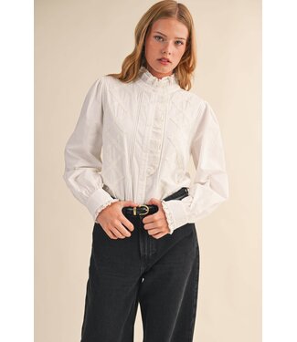 Lucy Ruffled Lace Trim Button Down Top
