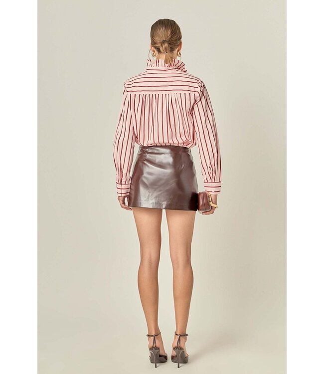 Leah Ruffled Stripe Button-Up Shirt