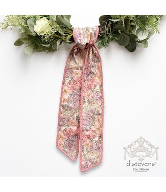 Poplin Mix Floral Sash Polka Dot Backing, Pink Mauve 4" x 56"