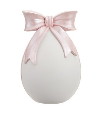7.5" Bow Egg White Pink