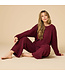 Andrea Solid Marshmallow Reverse Seam Crew Neck Lounge Set with Bracelet Sleeve