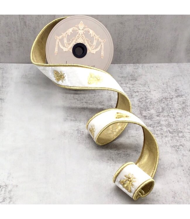 1.5" x 5yds Velvet Gold Embroidery Bee