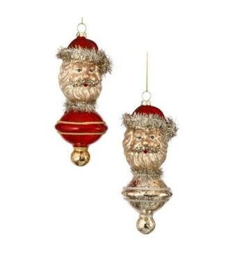 6" Glass Vintage Santa Finial Ornament - Sold Individually
