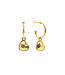 Love Hoop Earrings with Heart Charm - Gold