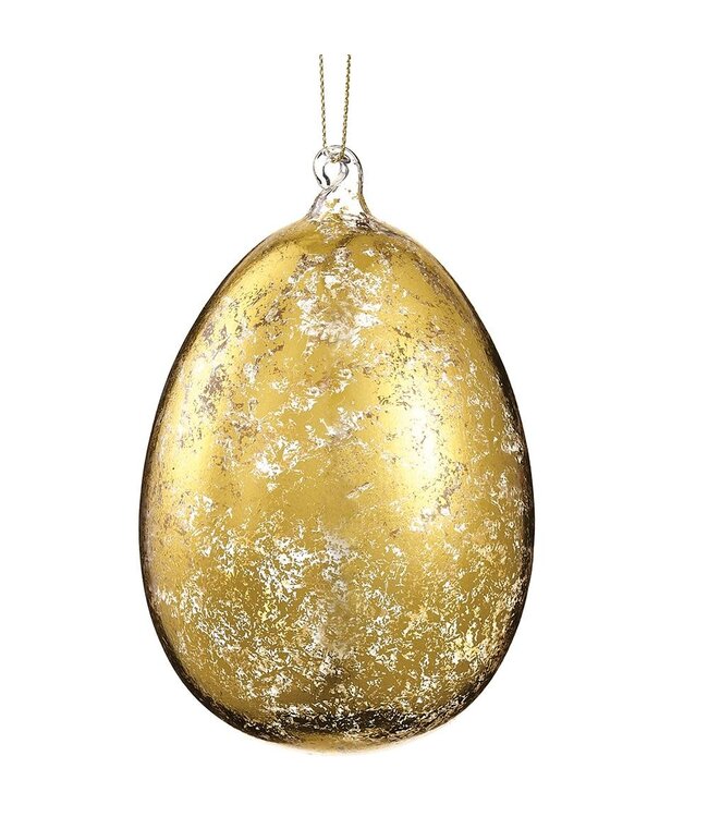 Glass Egg Ornament Gold Antique