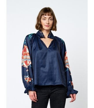 Helen Balloon Print Long Sleeve Blouse