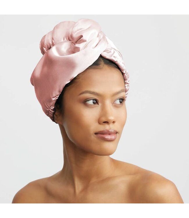 KITSCH Satin-Wrapped Hair Towel - Blush
