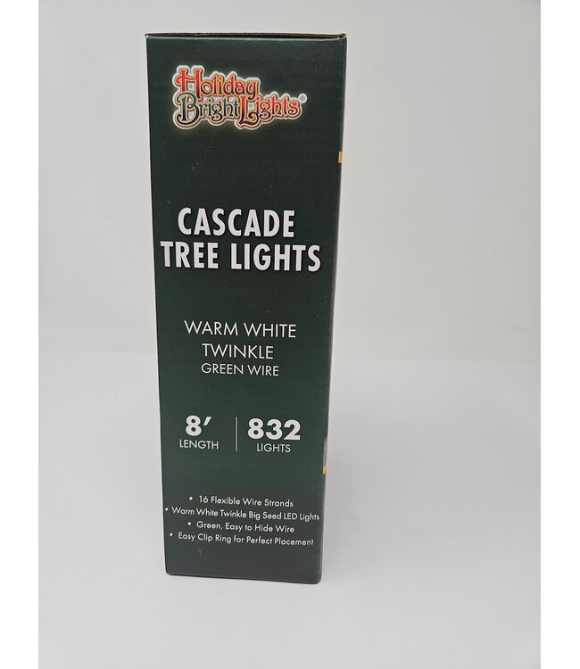 Diamond Cascade Lights Warm White Twinkle (8foot) - Green Wire