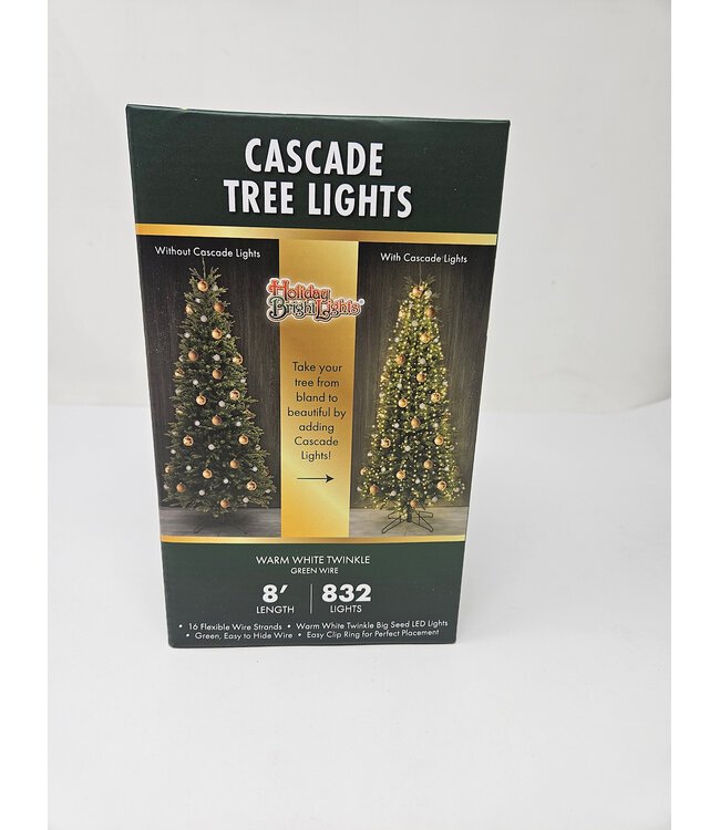 Diamond Cascade Lights Warm White Twinkle (8foot) - Green Wire