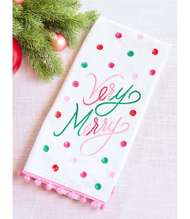Tea Towel Very Merry Print