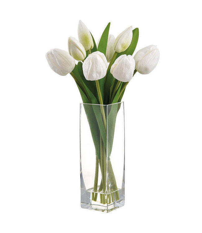 13.5 Inch Tulip in Glass Vase