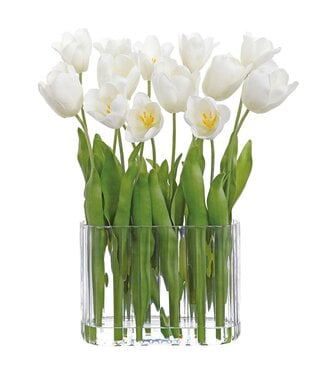 21" Tulip in Glass Vase White
