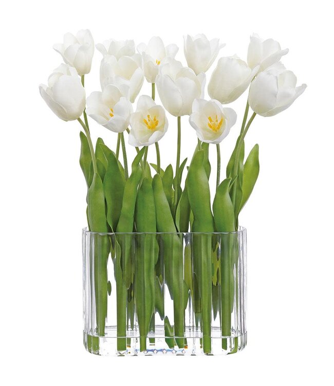 21" Tulip in Glass Vase White