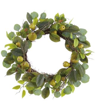 24 Inch Pear/Raspberry/Eucalyptus Wreath Green