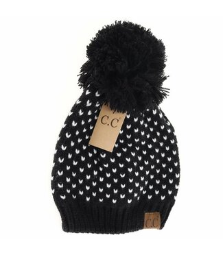 Heart Knit Pom Beanie