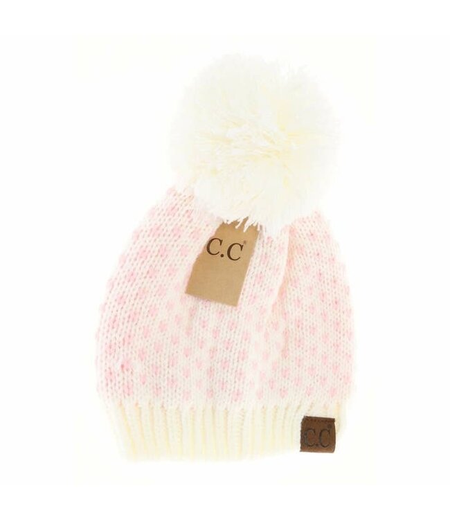 Heart Knit Pom Beanie