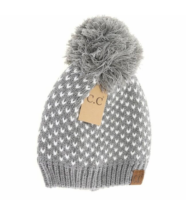 Heart Knit Pom Beanie